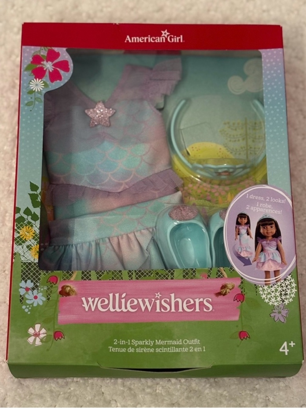 AMERICAN GIRL Wellie Wishers 2-in-1 Sparkly Mermaid Outfit NEW NIP (no doll)